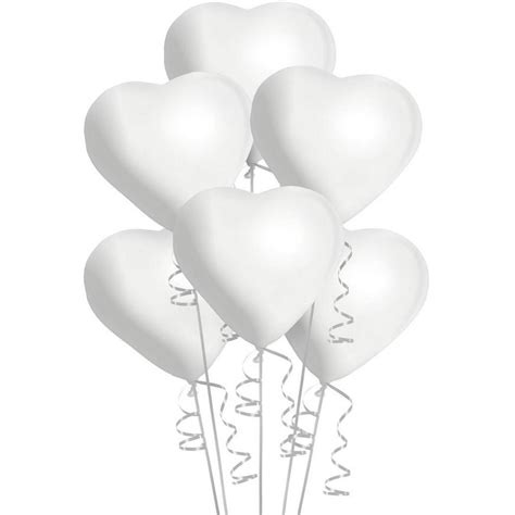 6ct 12in White Heart Balloons Party City