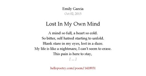 Lost In My Own Mind By Emily Garcia Hello Poetry
