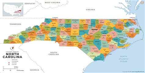 North Carolina Map With Counties