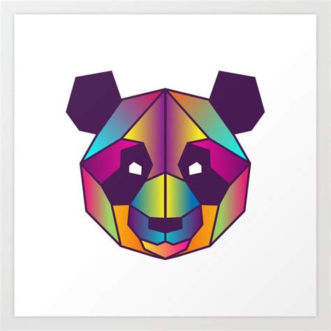 Vibrant Low Poly Panda Art Print Geometric Animal Set