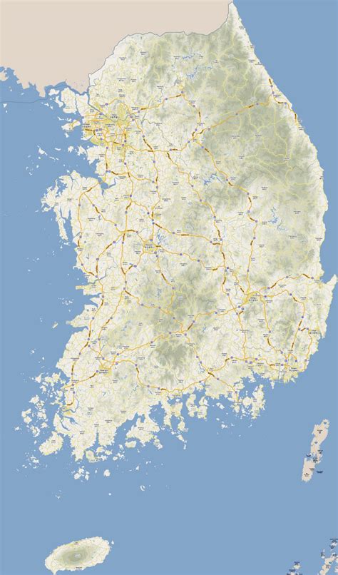 Large Detailed Road Map Of South Korea With All Cities South Korea