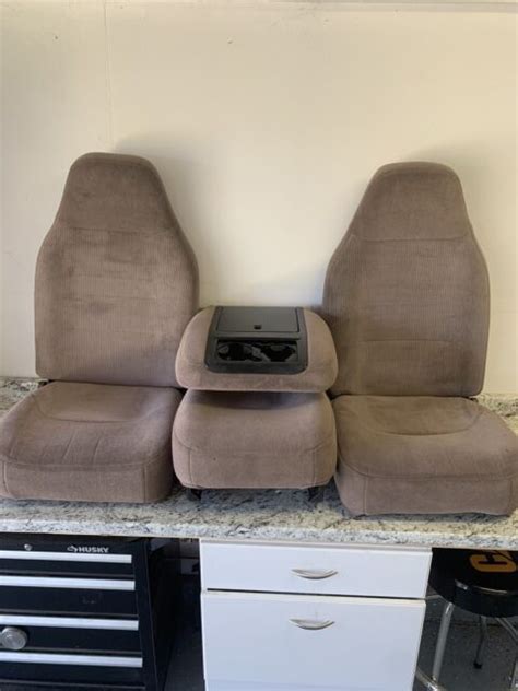 92 96 Ford F150 F250 Bucket Seats 402040 Jump Seat Center Console Tan