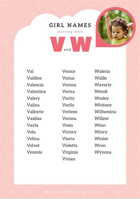 40 UNIQUE Baby Girl Names Starting With V And W Baby Girl Names