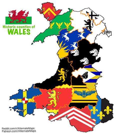 A Map I Made Of The Historic Counties Of Wales X Post Ralternatemaps