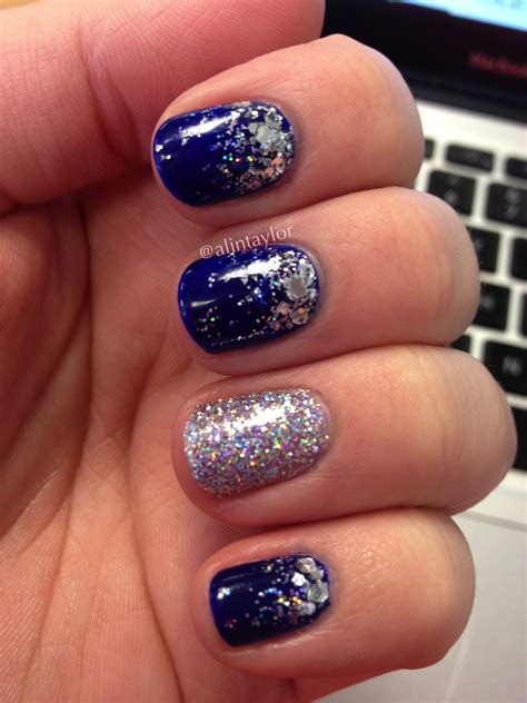 Pin By Alison Taylor On Nails Royal Blue Nails Blue And Silver Nails Glitter Gradient Nails