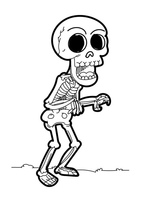Adorable Esqueleto Para Colorear Imprimir E Dibujar Coloringonly Com