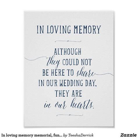 In Loving Memory Memorial Funeral Navy Blue Poster In