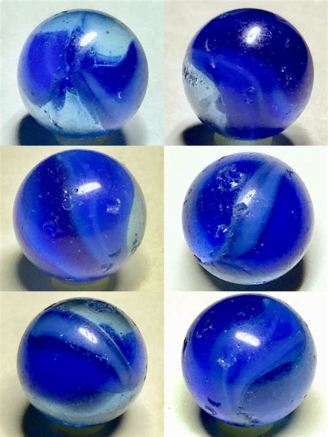 A Very Old Cobalt Blue Glass Marble Made By Vacor Mexico Glass