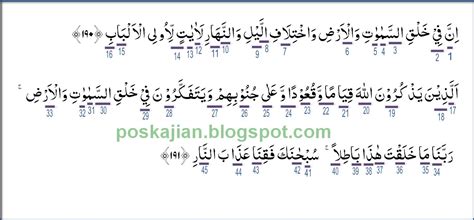 Surah ali 'imran(آل عمران) 3:190 indeed, in the creation of the heavens and the earth and the alternation of the day and night there are signs for people of reason. Hukum Tajwid Bacaan Al-Quran Surat Ali Imran Ayat 190-191 ...