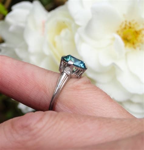 Art Deco Blue Zircon Ring In 14ct Gold Appraisal Included Etsy