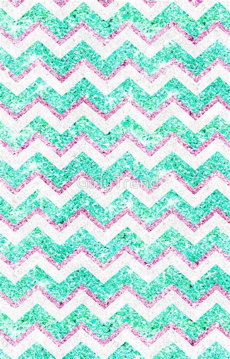 Chevron Pattern Girly Teal Pink Glitter Photo Iphone Case By Girlytrend