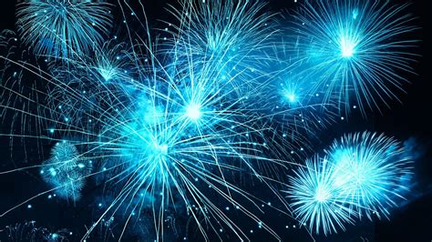 Download Wallpaper 1366x768 Fireworks Sky Flash Holiday Blue