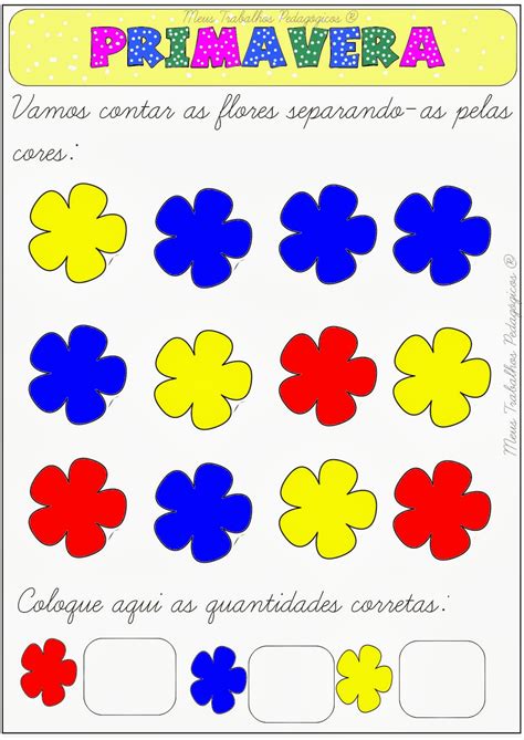 Meus Trabalhos Pedagógicos ®: Contando as flores - primavera - cores e