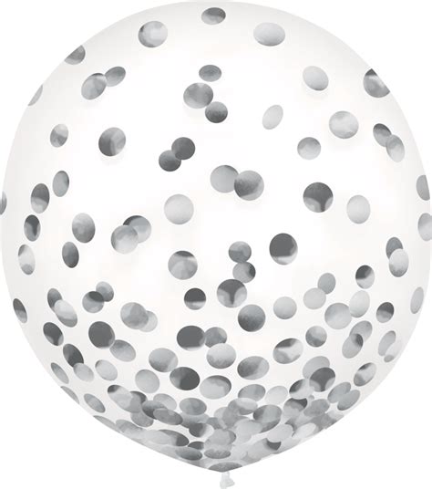 Round Transparent Confetti Latex Balloons Silver 24 In 2 Pk For