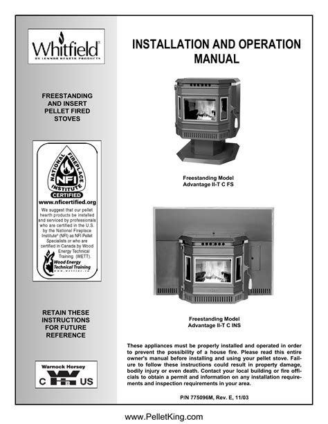 Whitfield Pellet Stove Manual