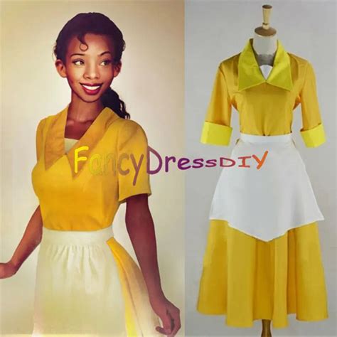 2015 The Princess And The Frog Tiana Yellow Waitress Uniform Cosplay