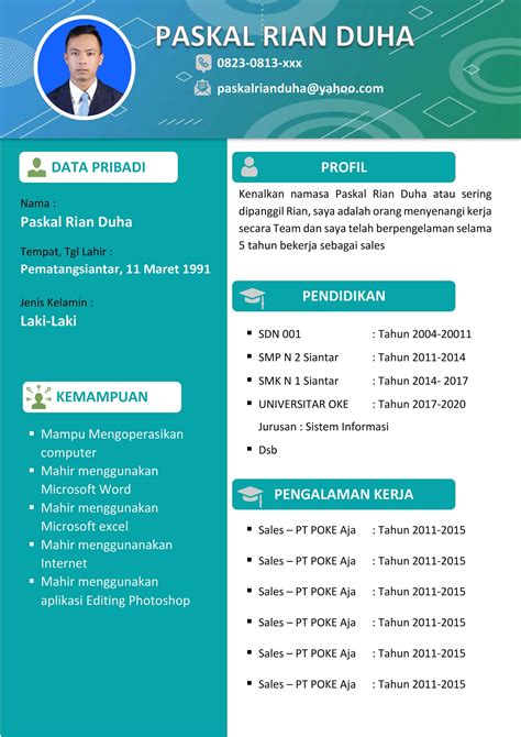 Download Template Cv Kreatif Word Bahasa Indonesia Desain Cvmu Riset