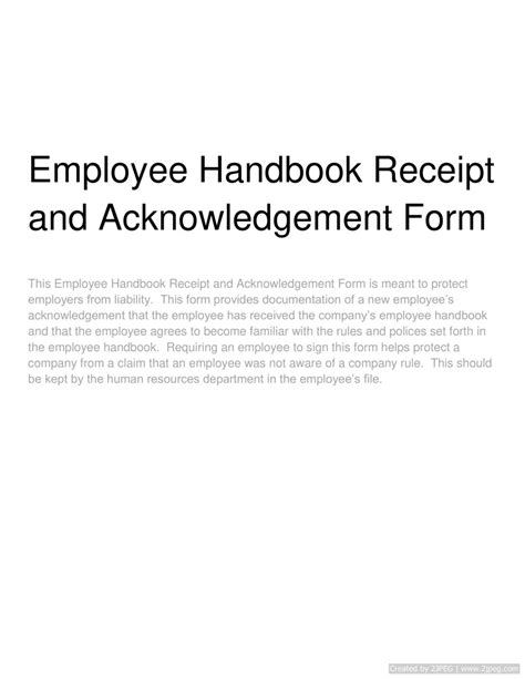 Employee Handbook Acknowledgement Sheet Hot Sex Picture