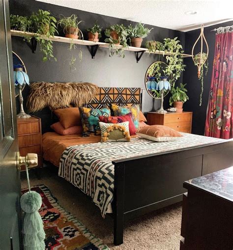 Plants On Shelf Above Bed Hippie Home Decor Bohemian Bedroom Decor