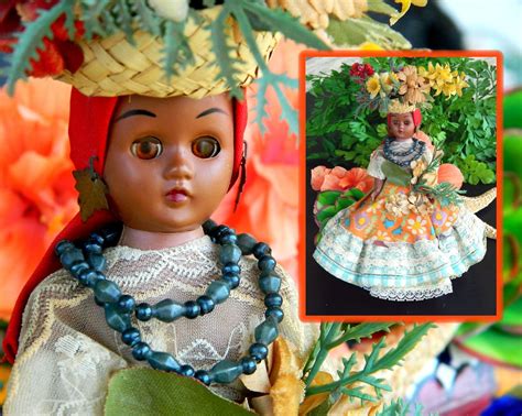 Vintage Island Girl Souvenir Doll Sleepy Eyes Caribbean Hard Plastic