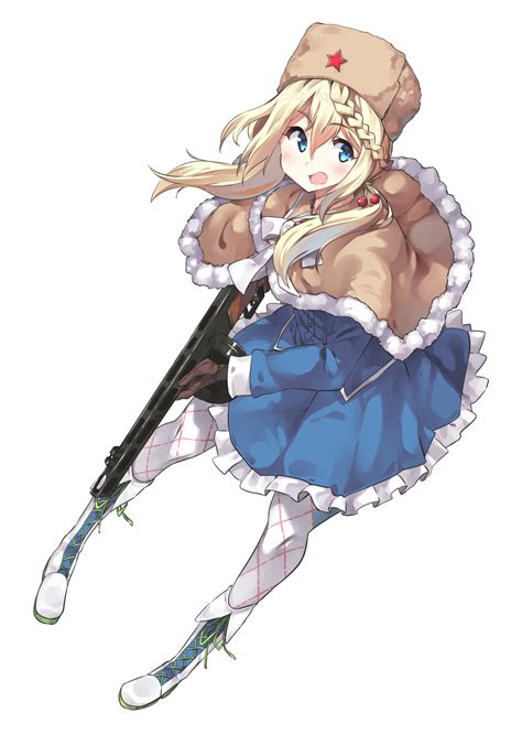 Twin Tt Lsh Ppsh 41 Girls Frontline Girls Frontline Highres 1girl Blonde Hair Blue