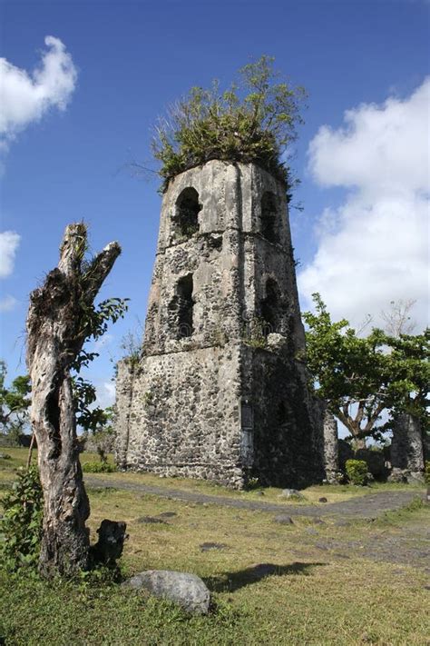 Cagsawa Church Ruins Mayon Volcano Philippines Stock Photo Image Of