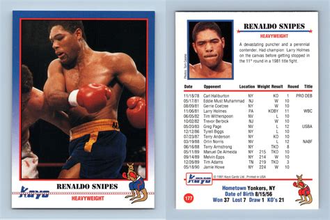 Renaldo Snipes 177 Kayo Boxing 1991 Trading Card