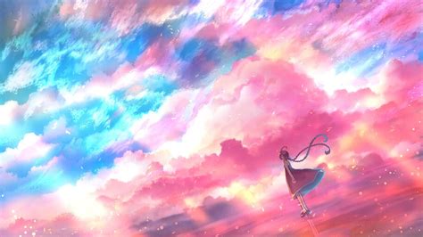 Beautiful Blue Pink Sky Cloud Anime Scenery 4k 62601 Wallpaper