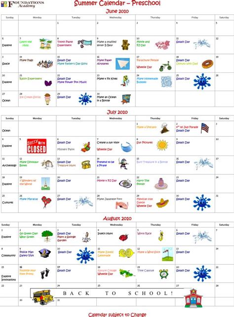 Summer Camp Preschool Calendar NOW Available | Summer camp themes
