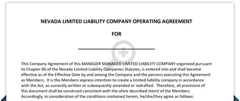 Complex entity with increased protections. NEVADA LLC OPERATING AGREEMENT - Free Template