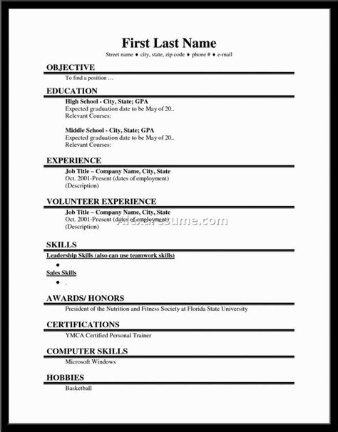 Free Printable Resume Forms