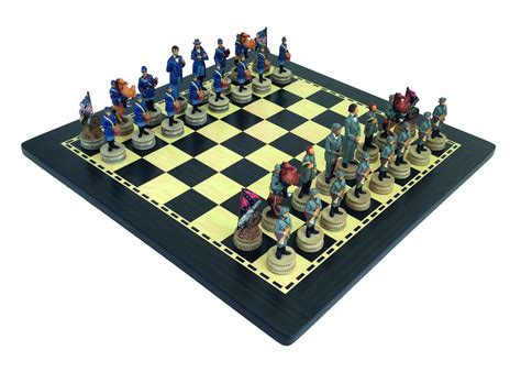 American Civil War Chess Set With Ebony Style Chess Board