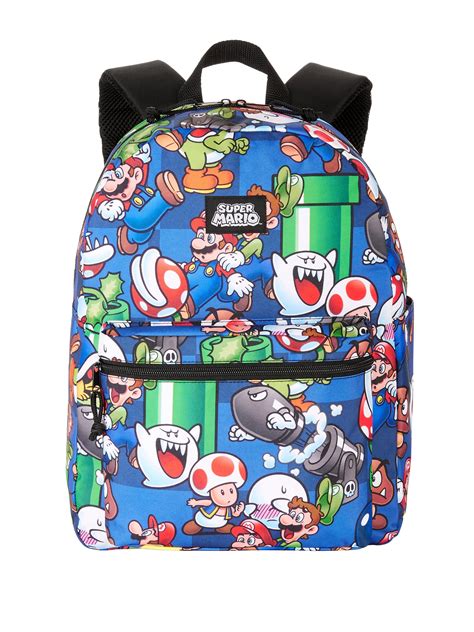 Super Mario Bros Backpack All Over Character Print 16 School Bag Boys