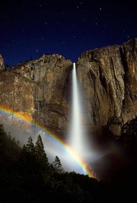 Rainbow Moon Moonbow Yosemite National Park Waterfall