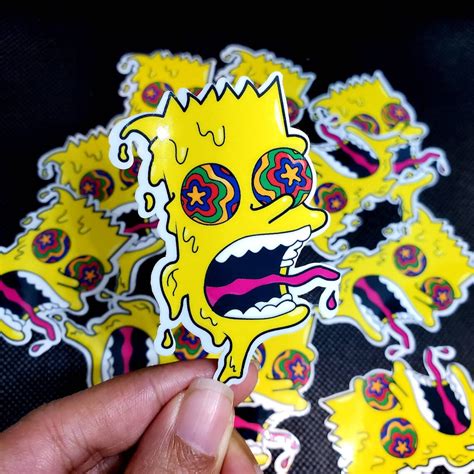 Psychedelic Bart Simpson Sticker Trippy Sticker The Etsy