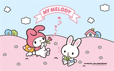 My Melody Pink And Blue Music Background Cute Wallpapers Hello Kitty