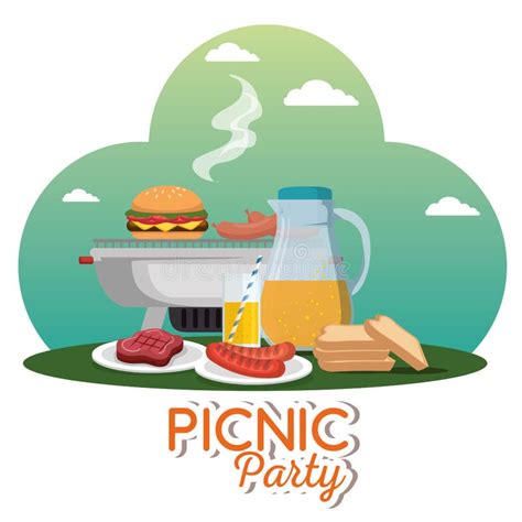 Picnic Party Celebration Scene Stock Vector Illustration Of Food
