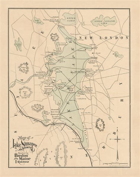 Lake Sunapee New Hampshire 1915 Map