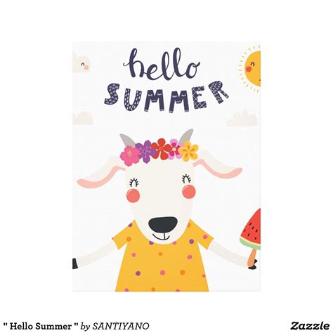 Toile Hello Summer Bonjour Type De Papier Carte Postale