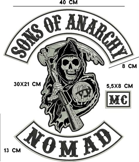Patch Bordado Moto Sons Of Anarchy Nomad Grandão 47cm Car499 R 120