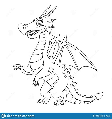 Cute Cartoon Dragon Outlines For Coloring Stock Vector Illustration