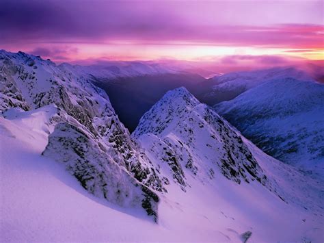 Purple Mountain Peaks Snow Scenery High Quality Wallpaper Preview
