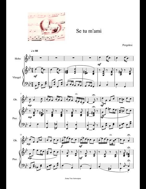 Start reading and listening today with a free trial. Se tu m'ami sheet music for Piano, Oboe download free in ...