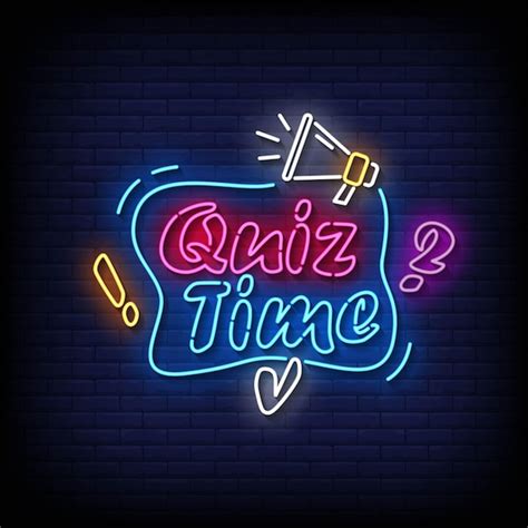 Premium Vector Neon Sign Quiz Time With Brick Wall Background Vector