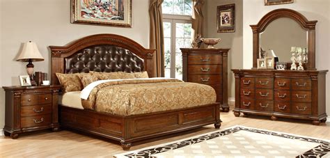 Grandom Cherry Leatherette Bedroom Set From Furniture Of America