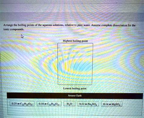 Solved Arrange The Boiling Points Of The Aqueous Solutions Relative To