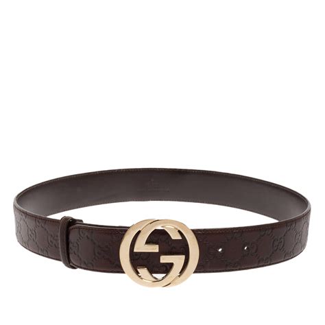 Gucci Dark Brown Guccissima Leather Interlocking G Buckle Belt 85cm