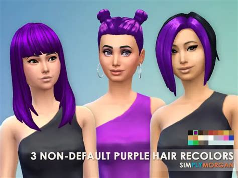 Simply Morgan 3 Non Default Purple Hairstyle Sims 4 Hairs