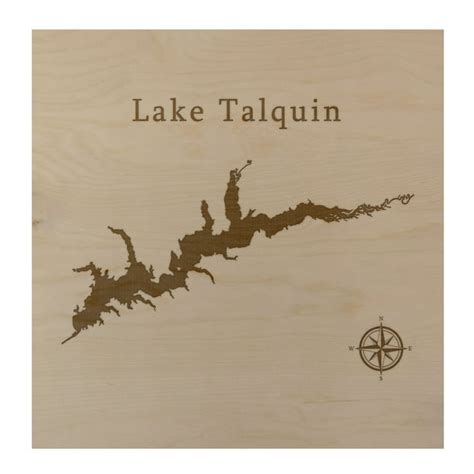 Lake Talquin Map 12x12 Birch Wood Wall Art Office Decor T Engraved