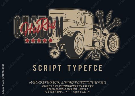 Hot Rod Custom Vintage Script Font Handmade Font Retro Typeface